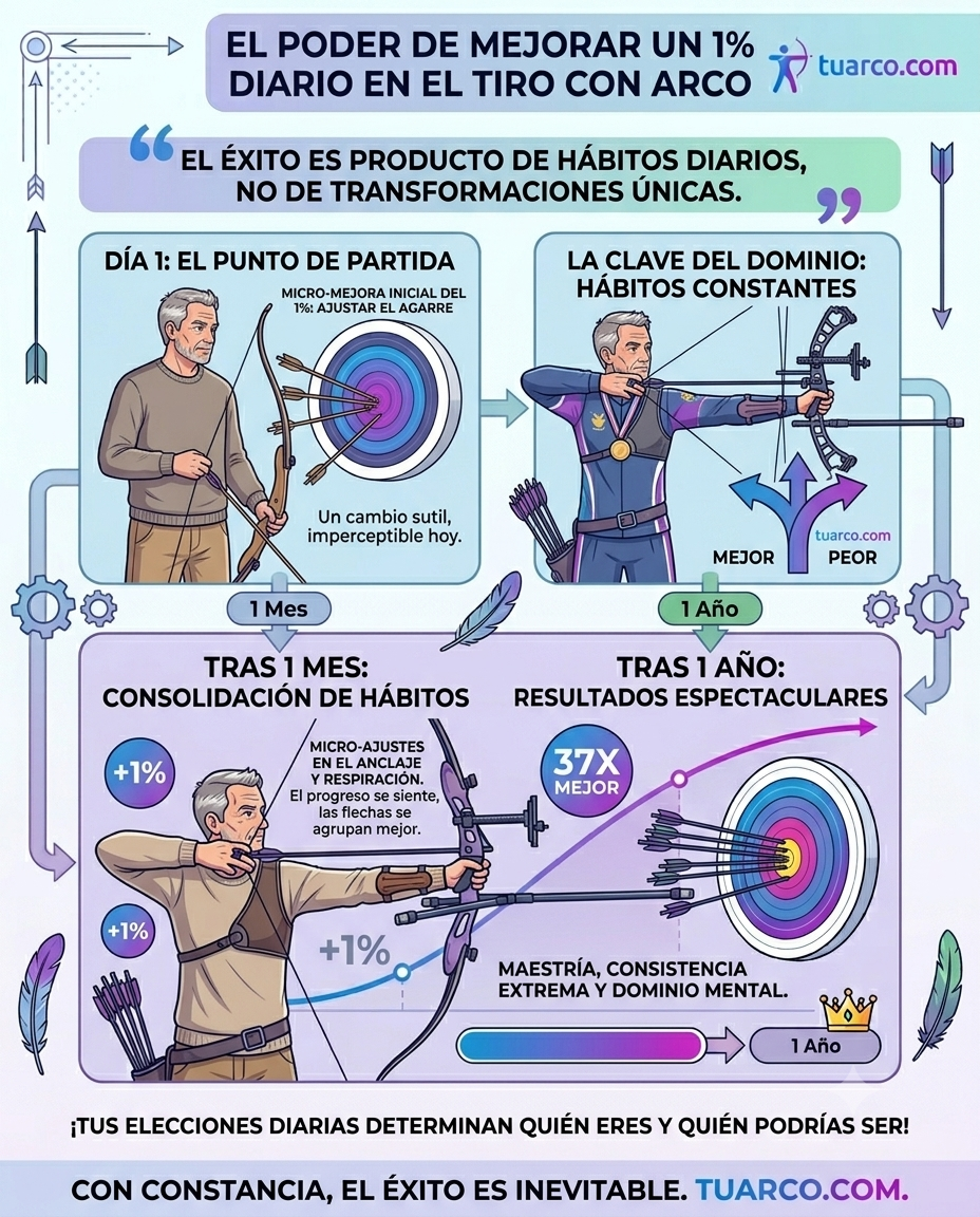 El Poder del 1% Diario en el Tiro con Arco: La Filosofía de Hábitos Atómicos en la Línea de Tiro