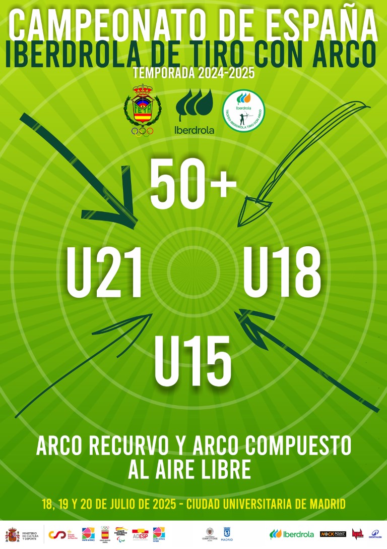 Campeonato de España IBERDROLA de Arco Recurvo y Arco Compuesto al Aire Libre (U21, U18, U15 y 50+)